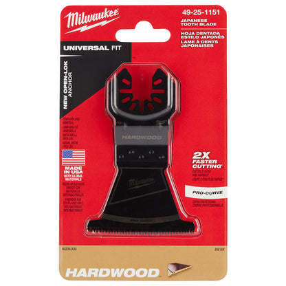 Milwaukee 49-25-1151 OPEN-LOK 2-1/2in Universal Fit HCS Japanese Teeth Hardwood Cutting Multi-Tool Oscillating Blade