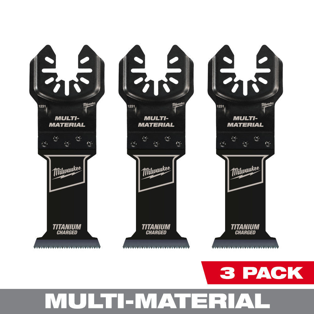 Milwaukee 49-25-1233 OPEN-LOK 1-3/8in Universal Fit Titanium Enhanced Bi-Metal Multi-Material Cutting Multi-Tool Oscillating Blades - 3pk