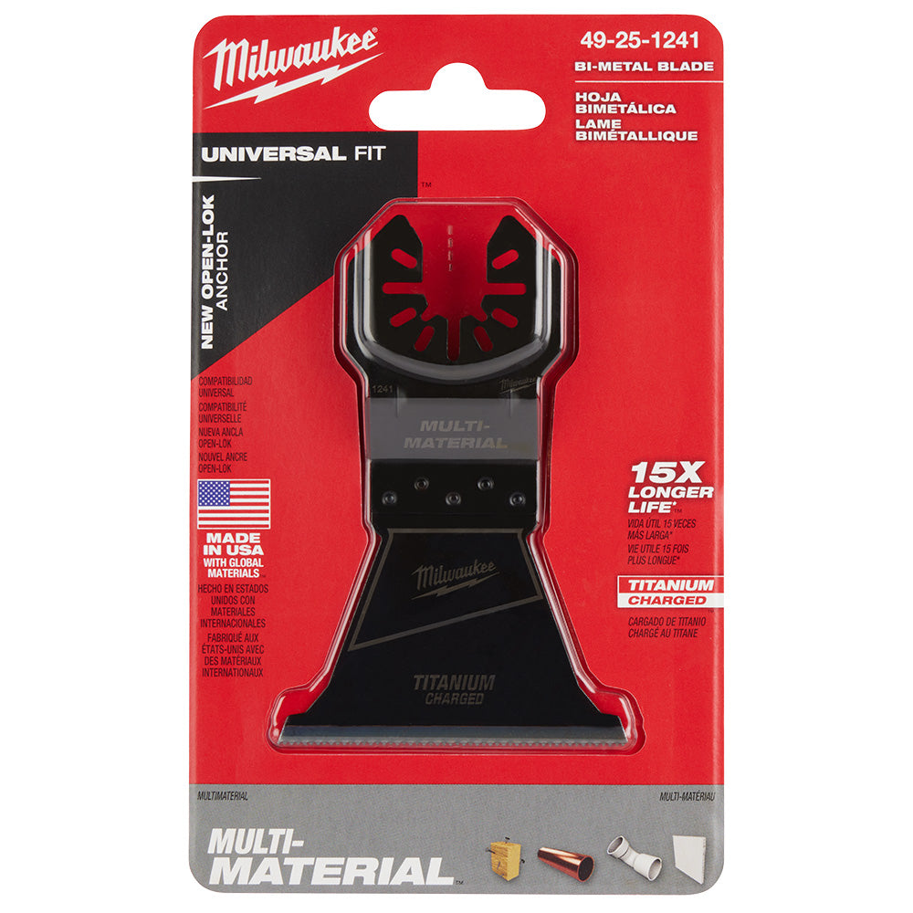 Milwaukee 49-25-1241 OPEN-LOK 2-1/2in Universal Fit Titanium Enhanced Bi-Metal Multi-Material Cutting Multi-Tool Oscillating Blade