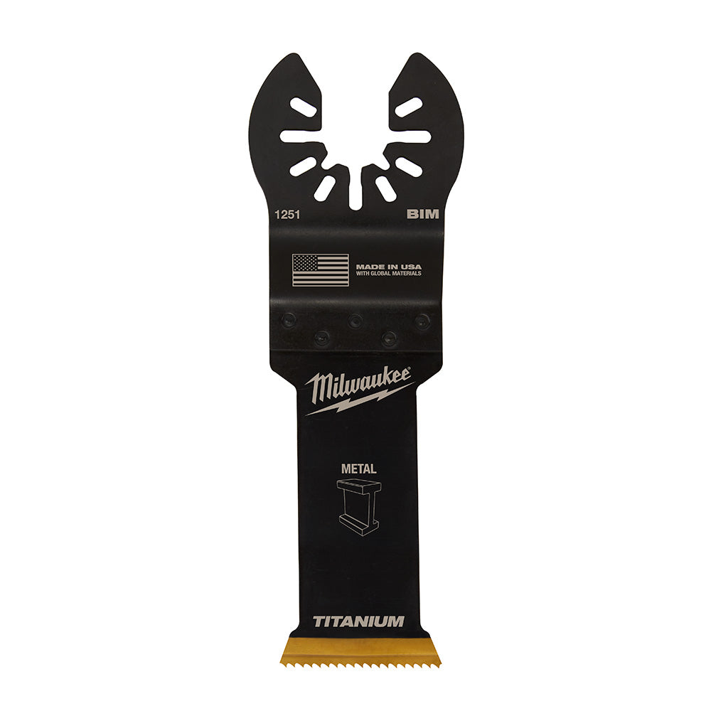 Milwaukee 49-25-1253 OPEN-LOK 1-1/8in Universal Fit Titanium Enhanced Bi-Metal Metal Cutting Multi-Tool Oscillating Blades - 3pk