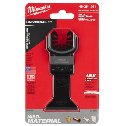 Milwaukee 49-25-1261 OPEN-LOK 1-3/4in Universal Fit Titanium Enhanced Bi-Metal Metal Cutting Multi-Tool Oscillating Blade