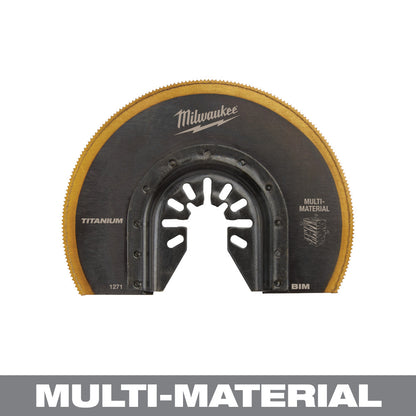 Milwaukee 49-25-1271 OPEN-LOK 3-1/2in Universal Fit Titanium Enhanced Bi-Metal Segmented Multi-Material Cutting Multi-Tool Oscillating Blade