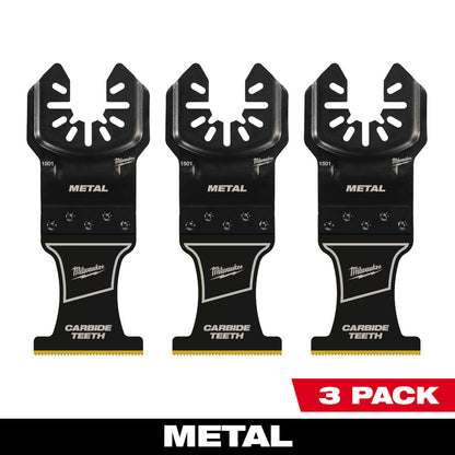 Milwaukee 49-25-1503 OPEN-LOK 1-3/8in Universal Fit Titanium Enhanced Carbide Teeth Metal Cutting Multi-Tool Oscillating Blades - 3pk