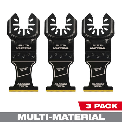 Milwaukee 49-25-1523 OPEN-LOK 1-3/8in Universal Fit Titanium Enhanced Carbide Teeth Multi-Material Cutting Multi-Tool Oscillating Blades - 3pk