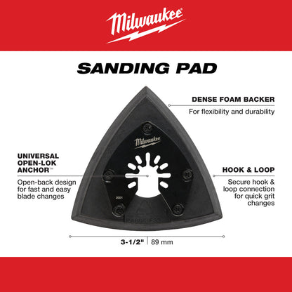 Milwaukee 49-25-2001 OPEN-LOK 3-1/2in Triangle Universal Fit Multi-Tool Oscillating Sanding Pad