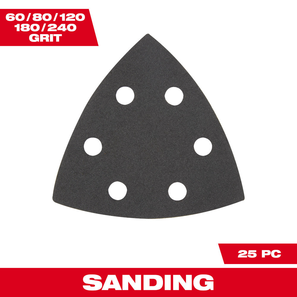 Milwaukee 49-25-2025 OPEN-LOK 25pc 3-1/2in Triangle Universal Fit Multi-Tool Oscillating Sanding Paper Set