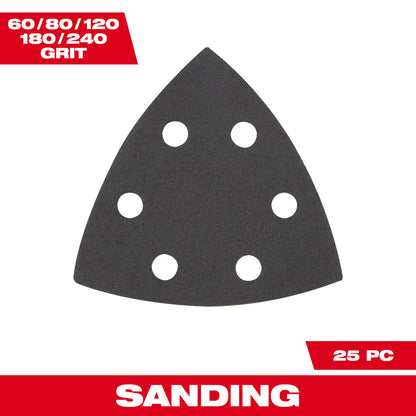 Milwaukee 49-25-2025 OPEN-LOK 25pc 3-1/2in Triangle Universal Fit Multi-Tool Oscillating Sanding Paper Set