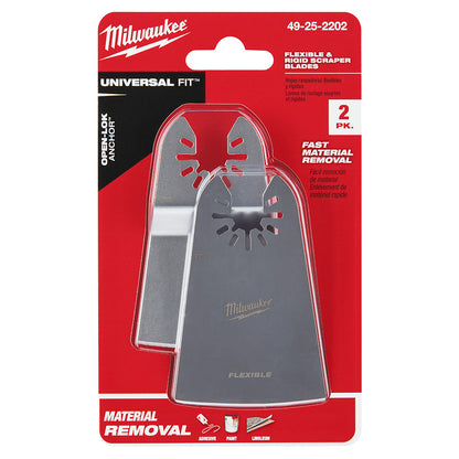 Milwaukee 49-25-2202 OPEN-LOK 2pc 2in Universal Fit Rigid & Flexible Multi-Tool Oscillating Scraper Set