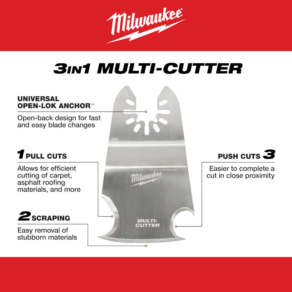 Milwaukee 49-25-2221 OPEN-LOK Universal Fit Multi-Tool Oscillating 3-In-1 Scraper Blade