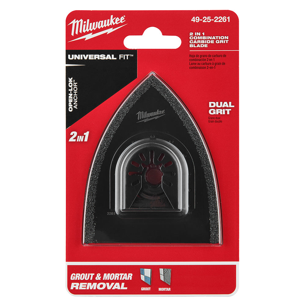 Milwaukee 49-25-2261 OPEN-LOK Universal Fit Multi-Tool Oscillating 2-In-1 Hybrid Carbide Grit Blade