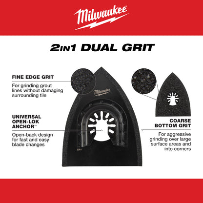 Milwaukee 49-25-2261 OPEN-LOK Universal Fit Multi-Tool Oscillating 2-In-1 Hybrid Carbide Grit Blade