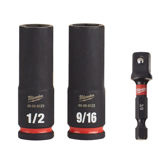 Milwaukee 49-66-4417 SHOCKWAVE Impact Duty 3pc 3/8in SAE Deep Well 6 Point Socket Set