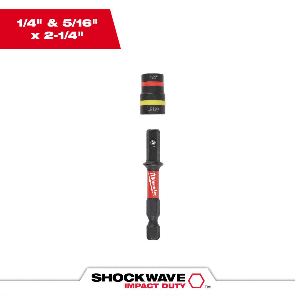 Milwaukee 49-66-4542 SHOCKWAVE Impact Duty 1/4in and 5/16in x 2-1/4in QUIK-CLEAR 2-in-1 Magnetic Nut Driver