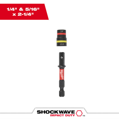 Milwaukee 49-66-4542 SHOCKWAVE Impact Duty 1/4in and 5/16in x 2-1/4in QUIK-CLEAR 2-in-1 Magnetic Nut Driver