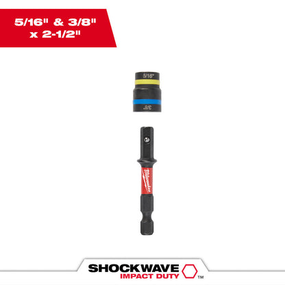 Milwaukee 49-66-4543 SHOCKWAVE Impact Duty 5/16in and 3/8in x 2-1/4in QUIK-CLEAR 2-in-1 Magnetic Nut Driver