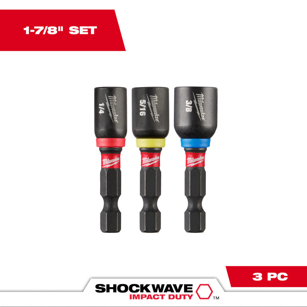 Milwaukee 49-66-4561 3pc 1-7/8in SHOCKWAVE Impact Duty Magnetic Nut Driver Set