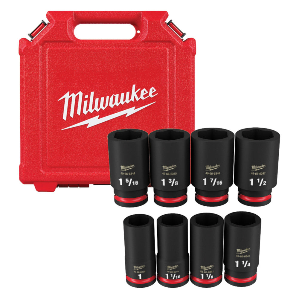 Milwaukee 49-66-7018 SHOCKWAVE Impact Duty 8pc 3/4in SAE Deep 6 Point Socket Set