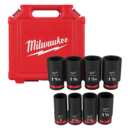 Milwaukee 49-66-7018 SHOCKWAVE Impact Duty 8pc 3/4in SAE Deep 6 Point Socket Set
