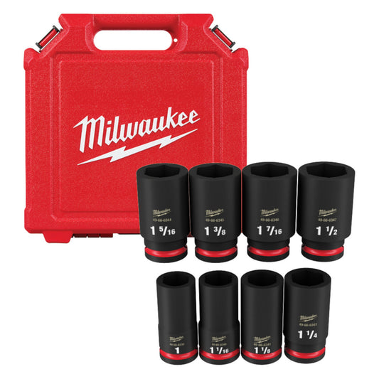 Milwaukee 49-66-7018 SHOCKWAVE Impact Duty 8pc 3/4in SAE Deep 6 Point Socket Set