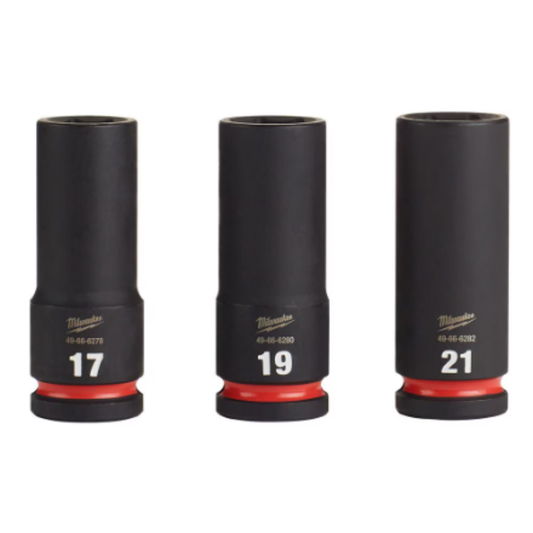 Milwaukee 49-66-7025 SHOCKWAVE Impact Duty 1/2 -inch Drive Metric Deep Well Impact Socket Set (3-Piece)