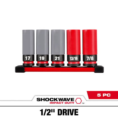 Milwaukee 49-66-7831 SHOCKWAVE Impact Duty 5pc 1/2in SAE/Metric Lug Nut Wheel Socket Set