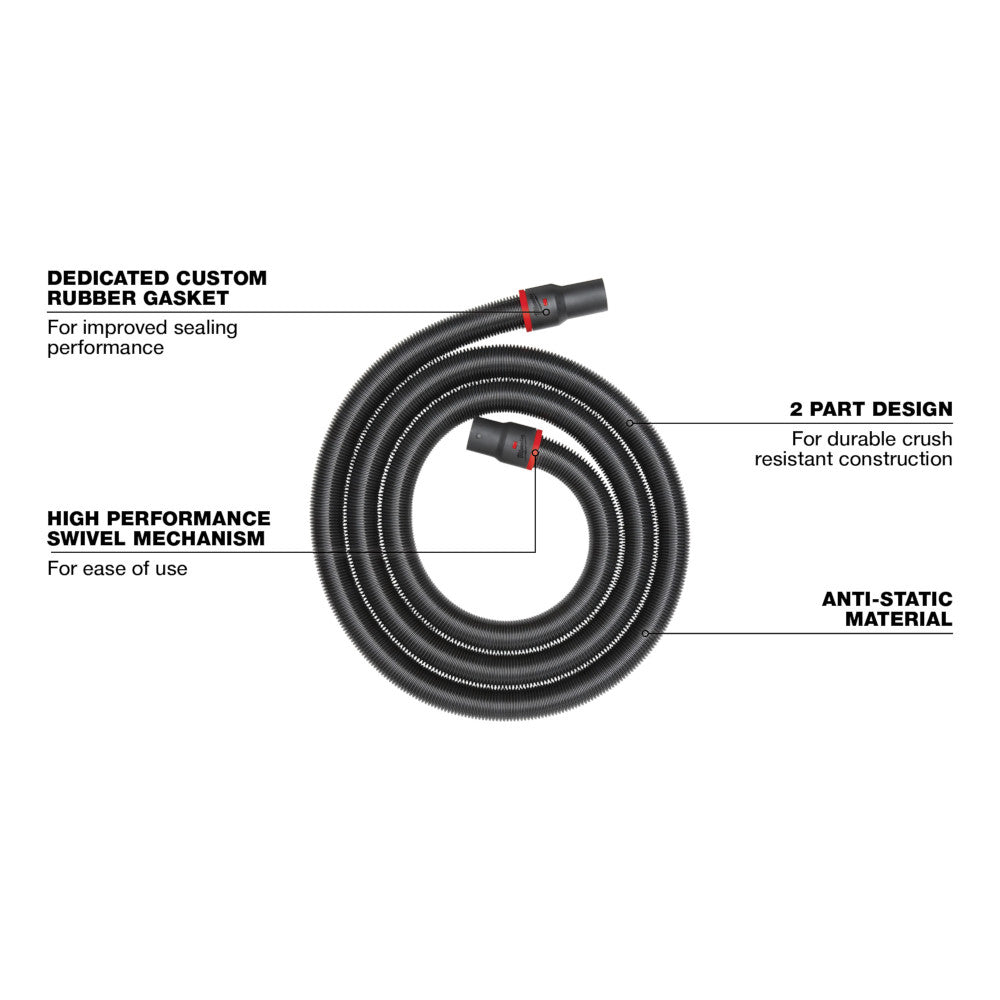 Milwaukee 49-90-2004 2-1/2in x 16' Flexible Hose for Vacuum Cleaners