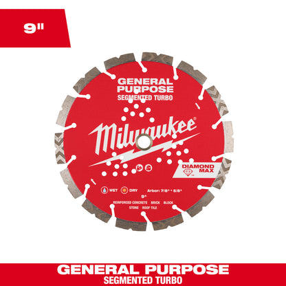 Milwaukee 49-93-9009 DIAMOND MAX General Purpose 9in Segmented Turbo Diamond Blade