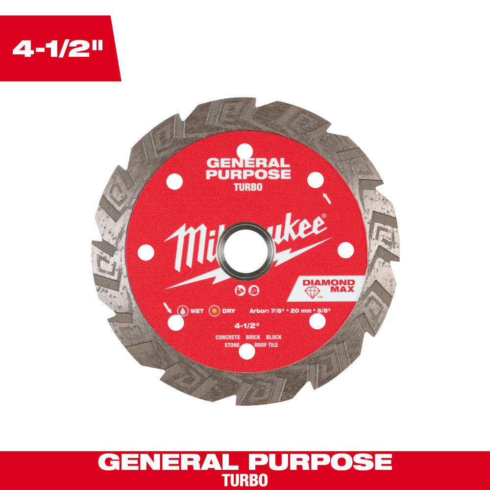 Milwaukee 49-93-9104 4-1/2in DIAMOND MAX Turbo General Purpose Blade