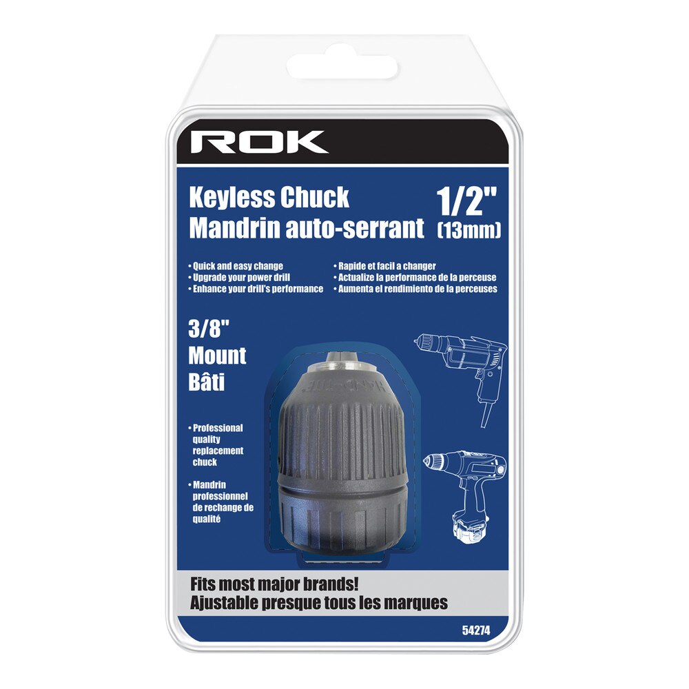 1/2" Keyless Drill Chuck with 3/8" Mount for Quick Bit Changes