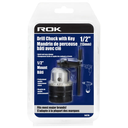 1/2" Drill Chuck With Key for Power Drills