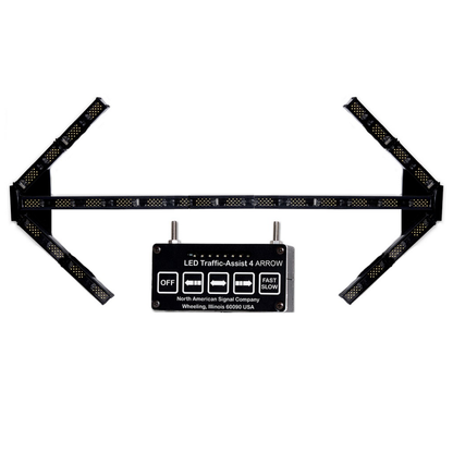60-inch LED traffic assist arrow shown with its dedicated 16-mode sequencing control unit.