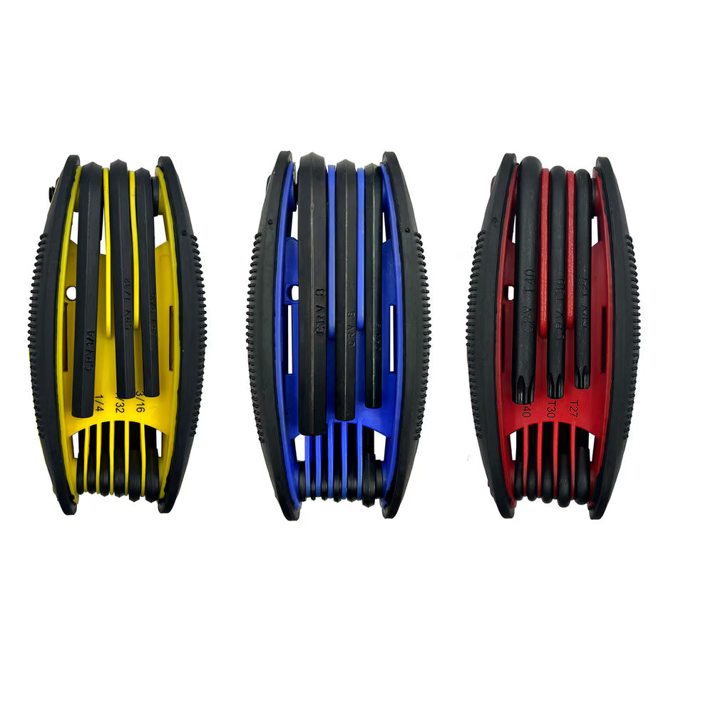 3 Folding Hex Key Sets | SAE, Metric & Torx Allen Wrench