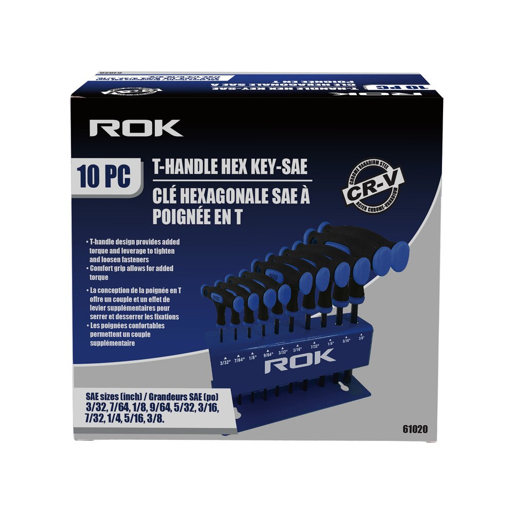 10 PC SAE T-Handle Hex Keys