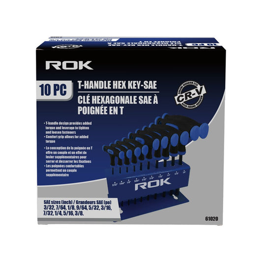 10 PC SAE T-Handle Hex Keys