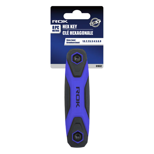 8-Piece Folding Metric Hex Key Set