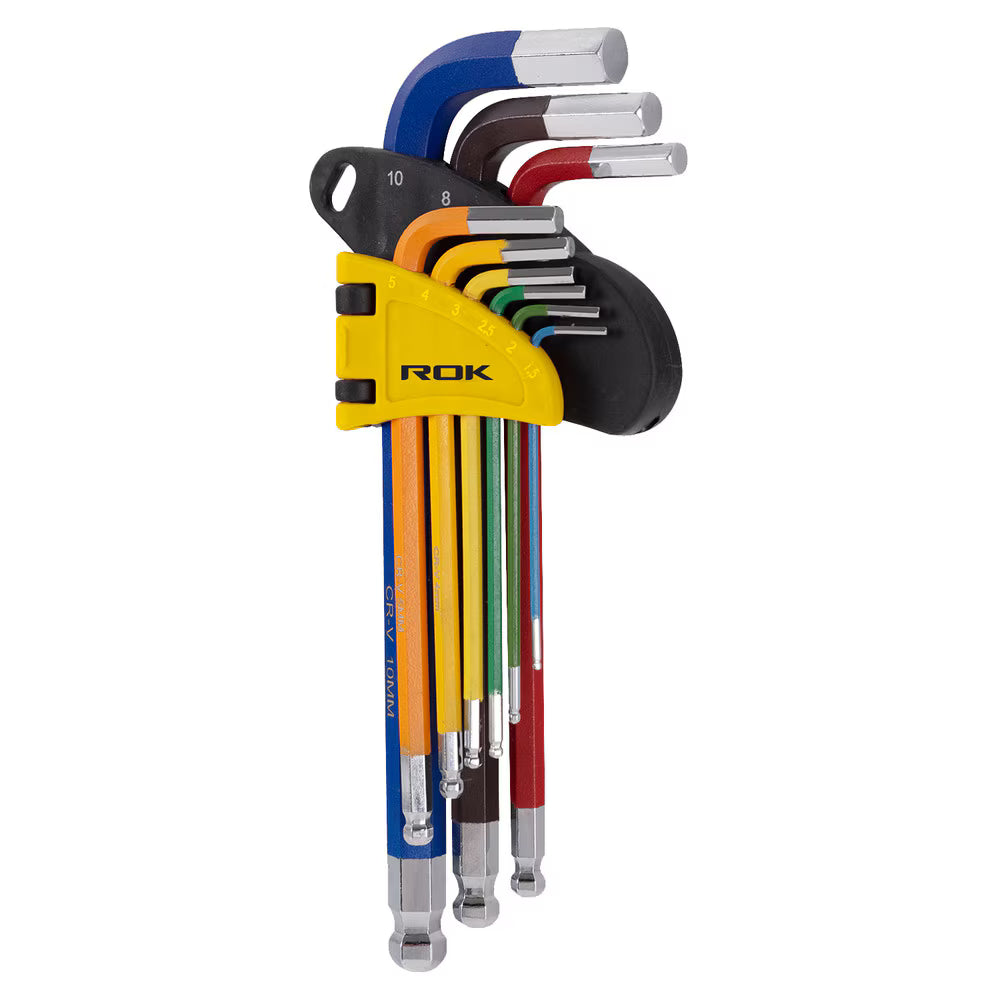 9-Piece SAE Color-Coded Long Ball End Hex Key Set