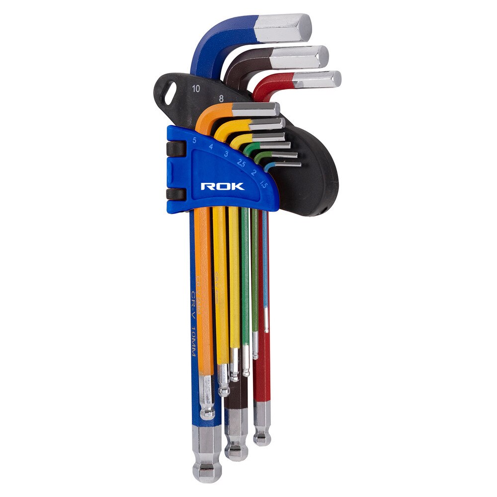 9-Piece Metric Color-Coded Long Ball End Hex Key Set