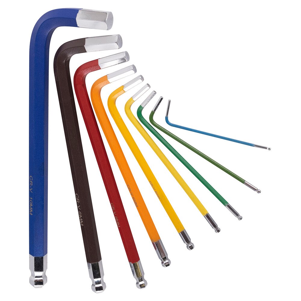 9-Piece Metric Color-Coded Long Ball End Hex Key Set