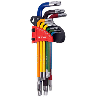 9-Piece Color-Coded Long Torx Hex Key Set