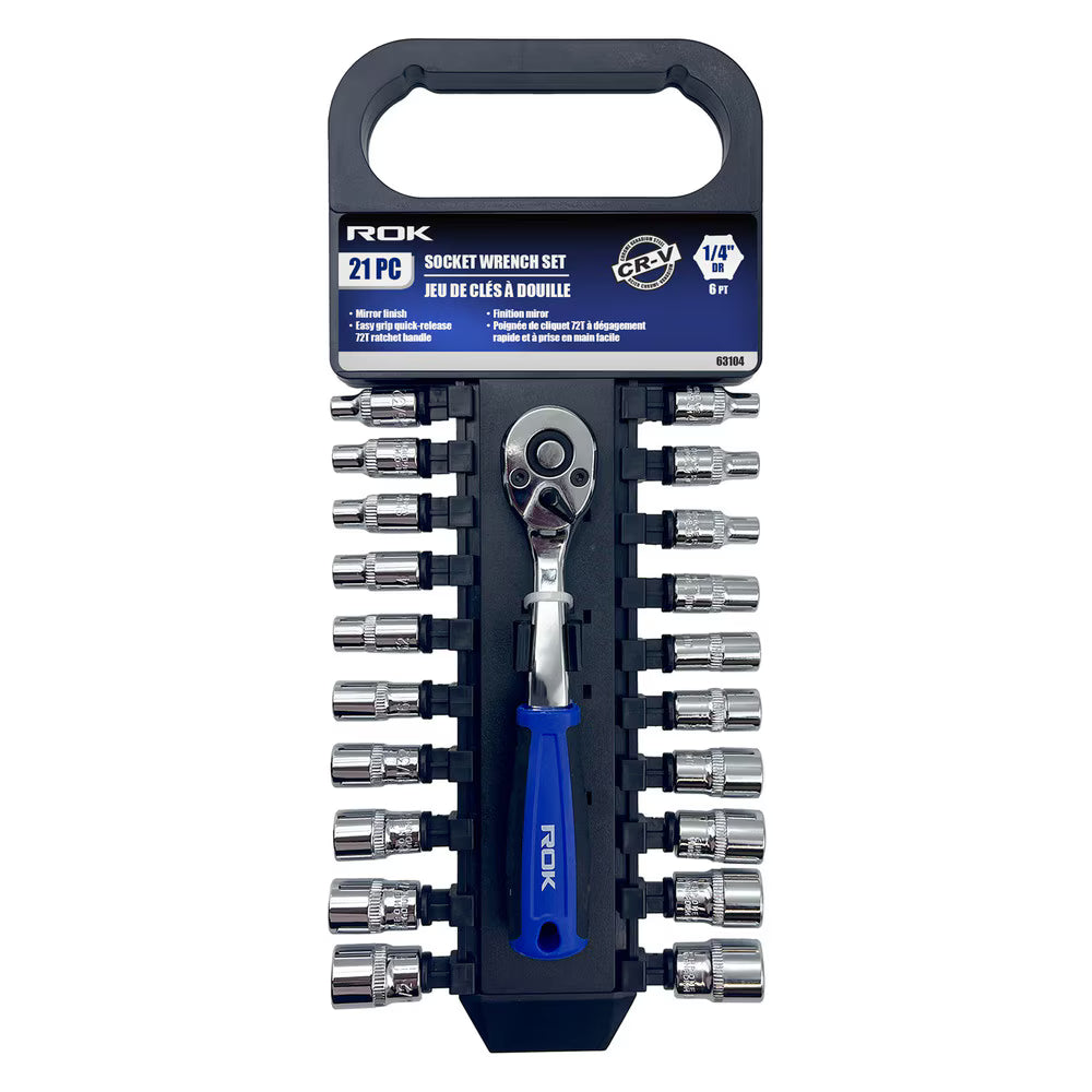 1/4" Drive Socket Wrench Set, 21-Piece Compact Tool Set