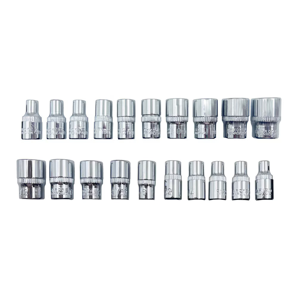 1/4" Drive Socket Wrench Set, 21-Piece Compact Tool Set