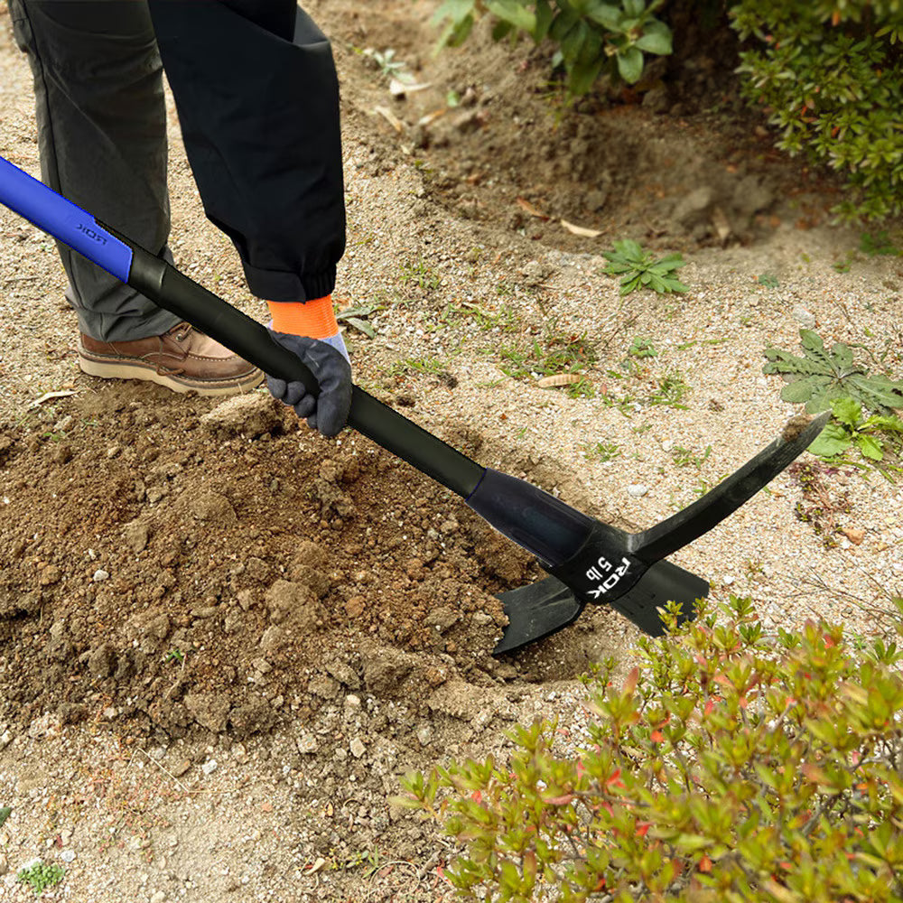 5 lb Pick Mattock with Fiberglass Handle | Heavy-Duty Digging Tool