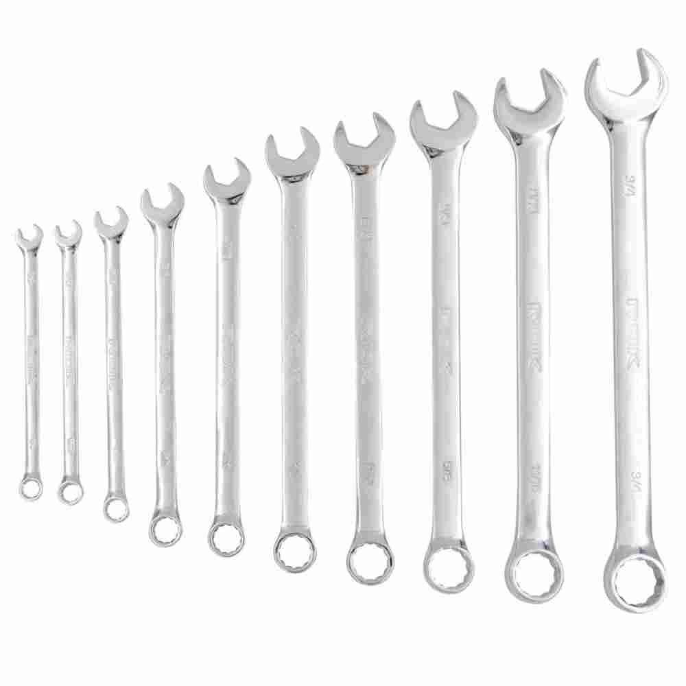 ROK 68011 10pc SAE Cr-V Extra Long Combination Wrench Set
