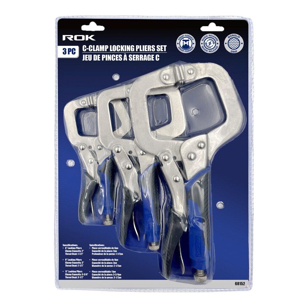3-Piece C-Clamp Pliers Set for Secure Clamping