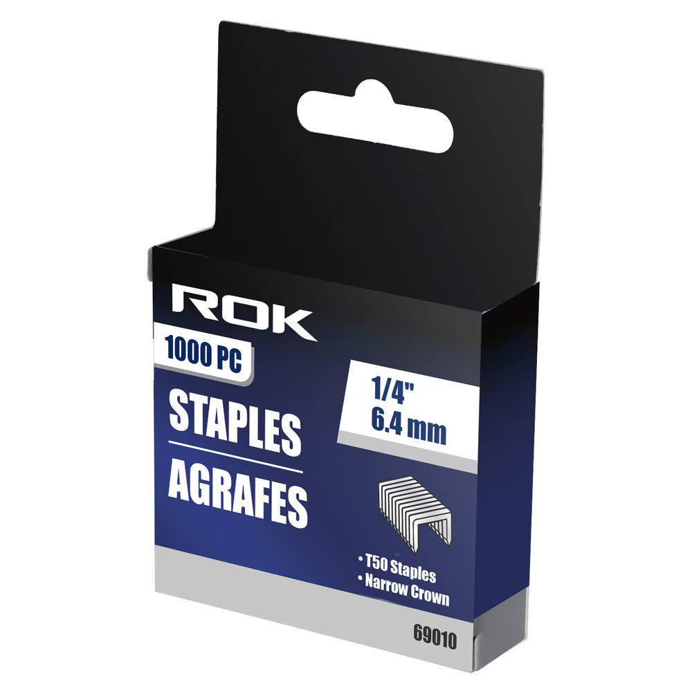 1/4" Staples, 1000 Pcs | Narrow Crown Staples for Staple Gun, Upholstery, Wire & Insulation