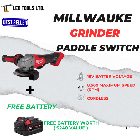 Milwaukee 2880-20 M18 FUEL 18V Lithium-Ion Brushless Cordless 4-1/2" /5" Grinder with Paddle Switch (Tool-Only)