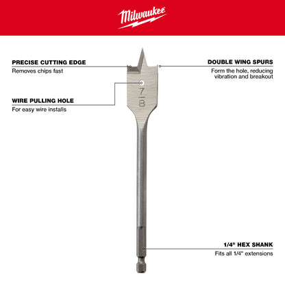 Milwaukee 48-27-0621 5/8in x 6in Flat Boring Bit