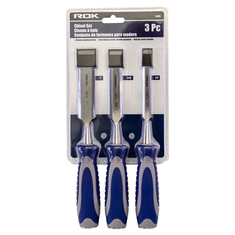 3 Pcs Cr-V Wood Chisel Set | Rubber Grip Chisels