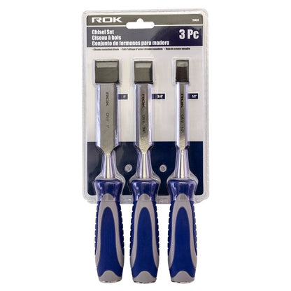 3 Pcs Cr-V Wood Chisel Set | Rubber Grip Chisels