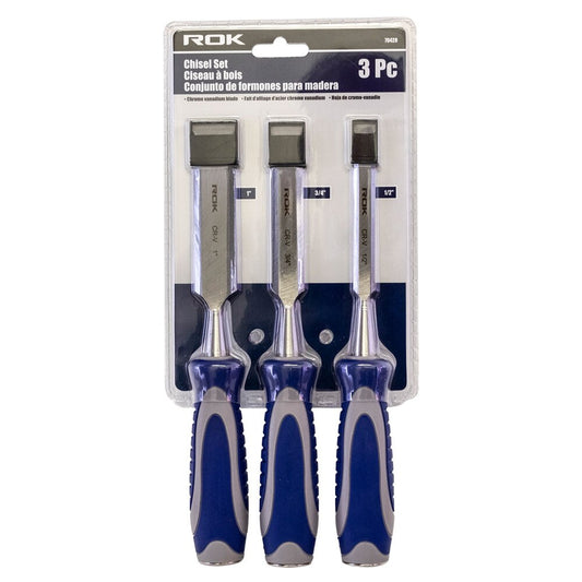 3 Pcs Cr-V Wood Chisel Set | Rubber Grip Chisels